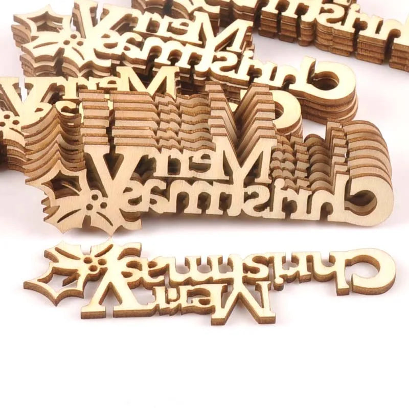 Merry Christmas Wood Letter Slices – DIY Craft & Scrapbooking Set Wood Craft Letters Qme