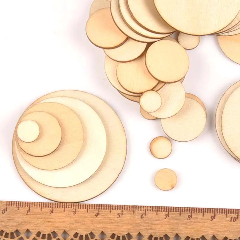 Mixed Round Wooden Discs for Scrapbooking & DIY Crafts Wooden Craft Discs Qme