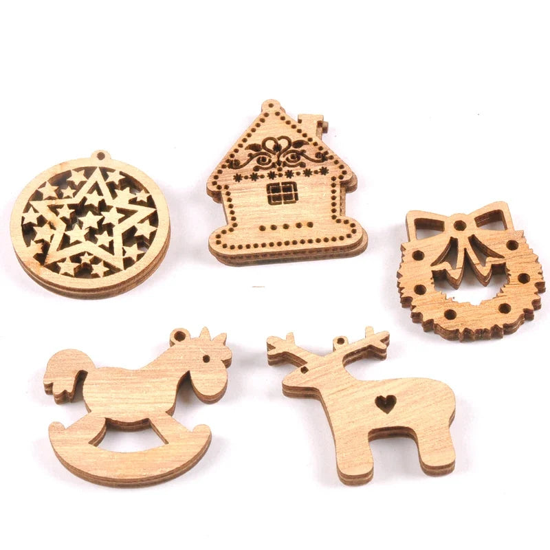 Wooden Christmas Tree Ornaments – House, Bell, Elk & Wreath Christmas Tree Ornaments Qme