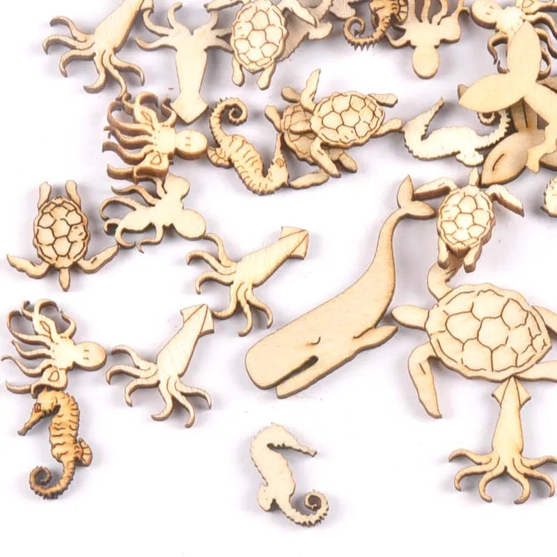 Wood Animal Cutouts DIY Craft Embellishments 20pcs Set Wood Craft Cutouts Qme Default Title