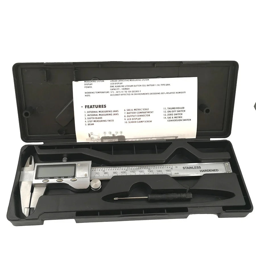 Digital Vernier Caliper Stainless Steel 150mm Electronic Ruler Digital Measuring Caliper Qme with plastic box