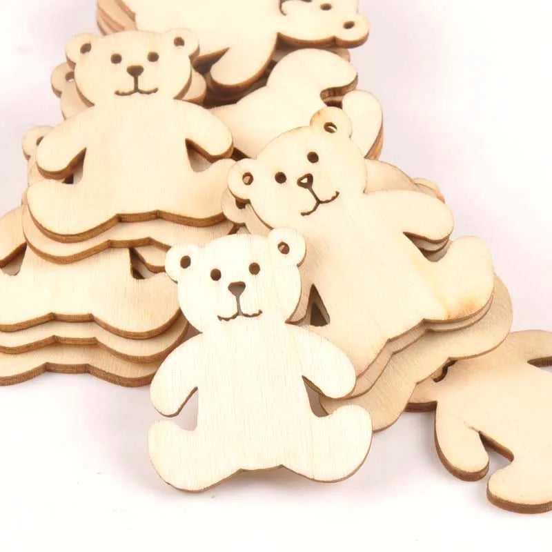 Bear Pattern Wooden Embellishments – DIY Scrapbook & Craft Decor Wooden Craft Embellishment Qme Default Title