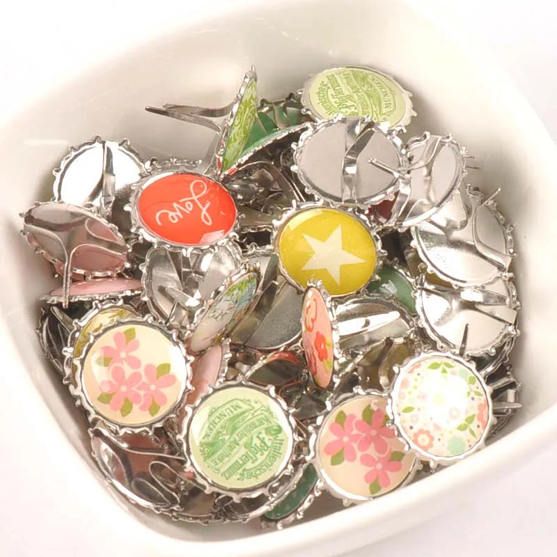Mixed Pattern Round Metal Brads – Scrapbooking Embellishments 20pcs Scrapbooking Brads Qme