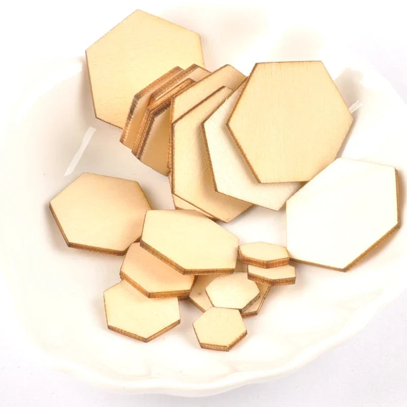 Hexagonal Wood Craft Pieces for Scrapbooking & Home Decor Wood Craft Shapes Qme