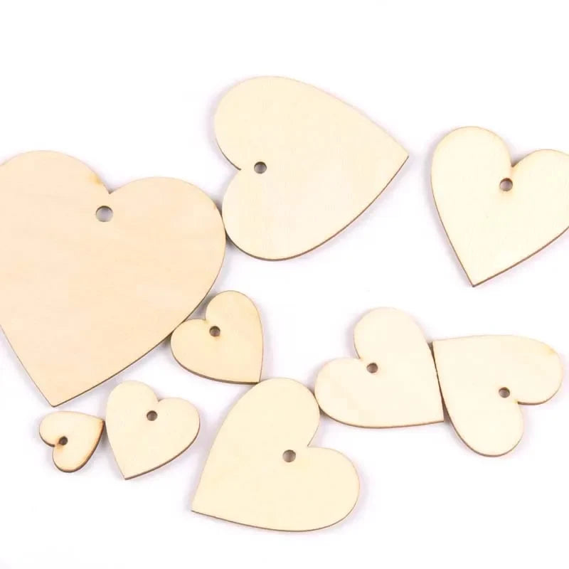 Wooden Heart Christmas Ornaments – 20pc Mix, 20–100mm, 7 Colors Wooden Christmas Ornaments Qme