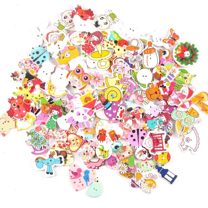 Cartoon Painted Wooden Buttons – Sewing, Crafts & Scrapbooking Wooden Craft Buttons Qme
