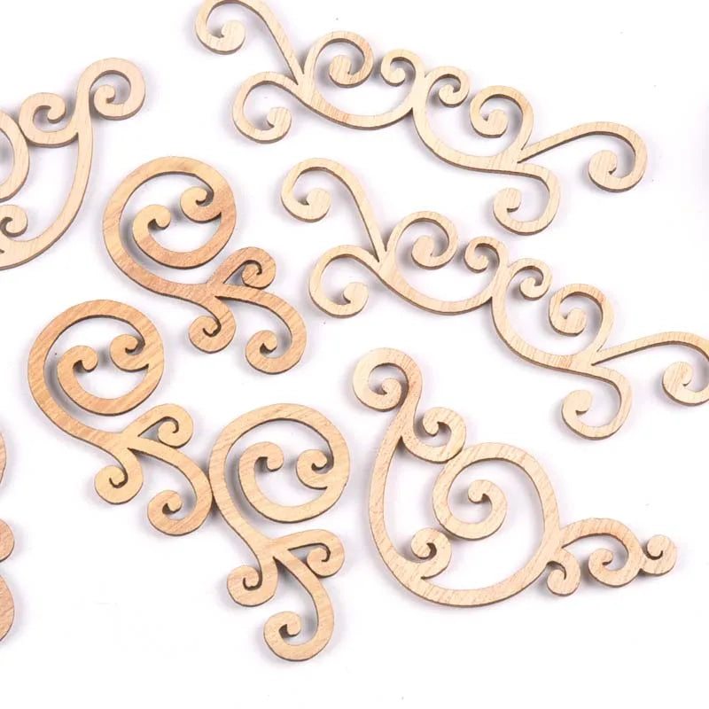 Flower Pattern Wood Slices – DIY Crafts & Scrapbooking (8 pcs) Wood Craft Embellishments Qme