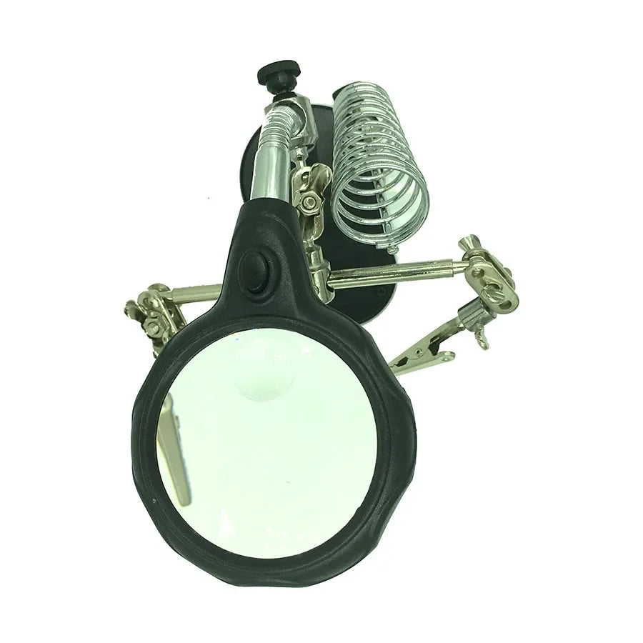 Soldering Iron Stand with Magnifying Glass & Helping Hand Clamp Soldering Station Stand Qme