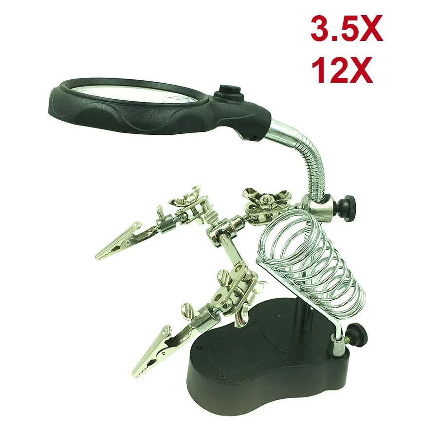 Soldering Iron Stand with Magnifying Glass & Helping Hand Clamp Soldering Station Stand Qme