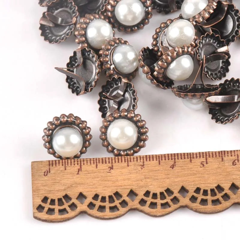 Round Pearl Brads 16x16mm Metal Rivets for Scrapbooking 20pcs Scrapbooking Brads Qme