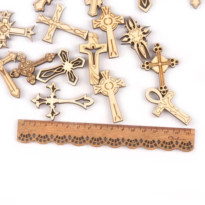 Retro Cross Wooden Ornaments – DIY Scrapbooking Crafts Wooden Craft Embellishments Qme