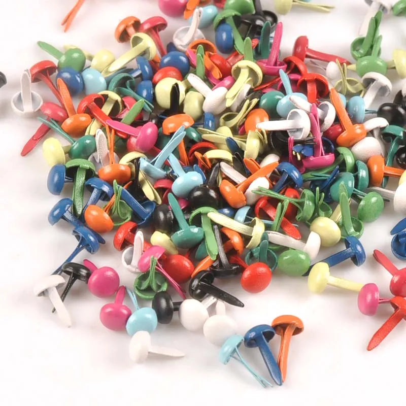 100pcs 5x10mm Round Metal Brads Rivets – DIY Scrapbooking Craft Brads & Fasteners Qme