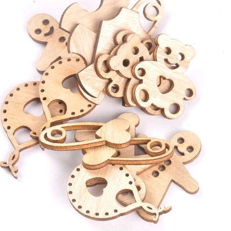 Wooden Bear & Balloon DIY Craft Embellishments 215pcs Set Craft Embellishments Qme
