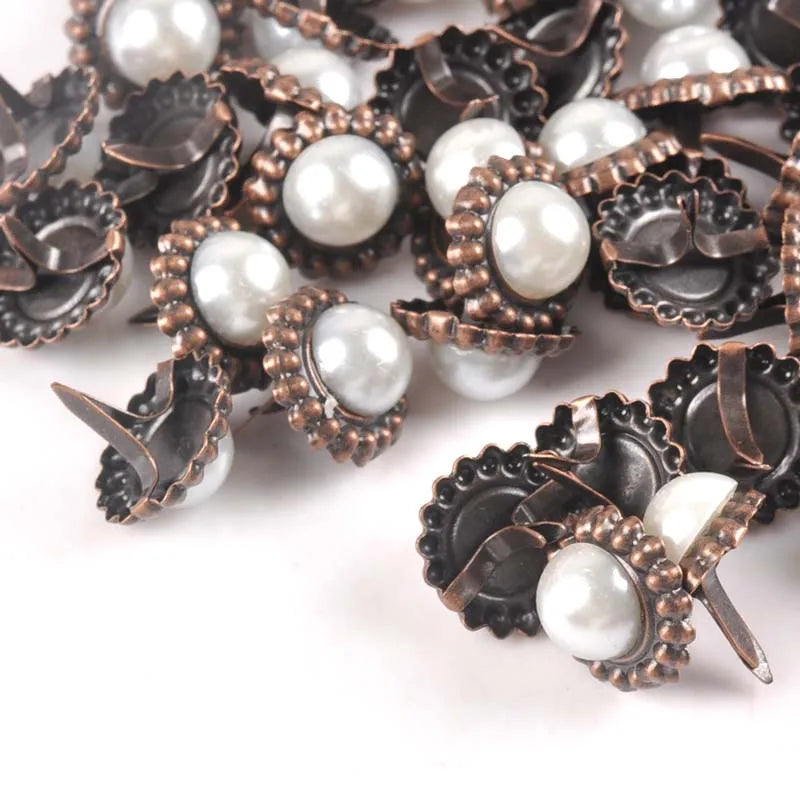 Round Pearl Brads 16x16mm Metal Rivets for Scrapbooking 20pcs Scrapbooking Brads Qme