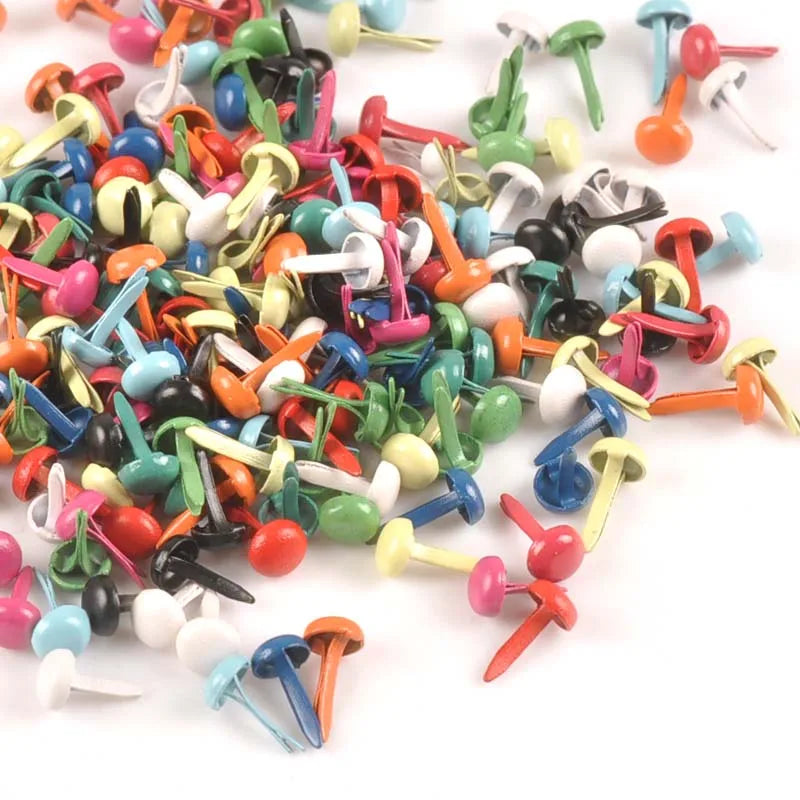 100pcs 5x10mm Round Metal Brads Rivets – DIY Scrapbooking Craft Brads & Fasteners Qme
