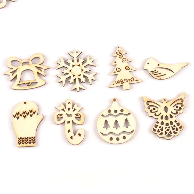 Mixed Christmas Wooden Scrapbooking Decorations 25pcs Craft Embellishments Qme Default Title