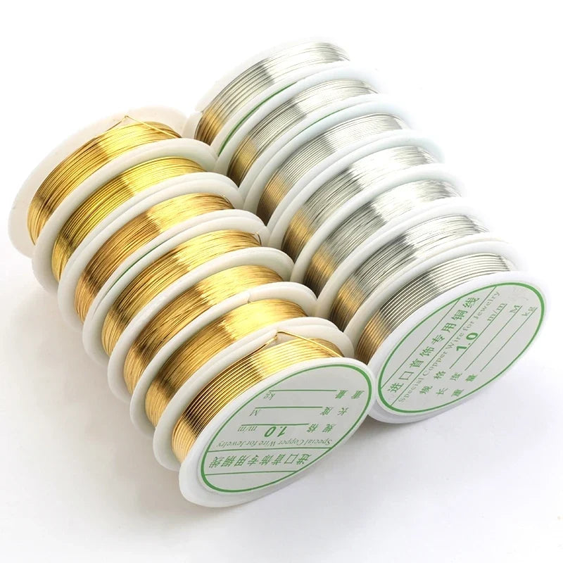 Gold & Silver Plated Copper Beading Wire 0.2–1mm | 16 Colors Jewelry Beading Wire Qme