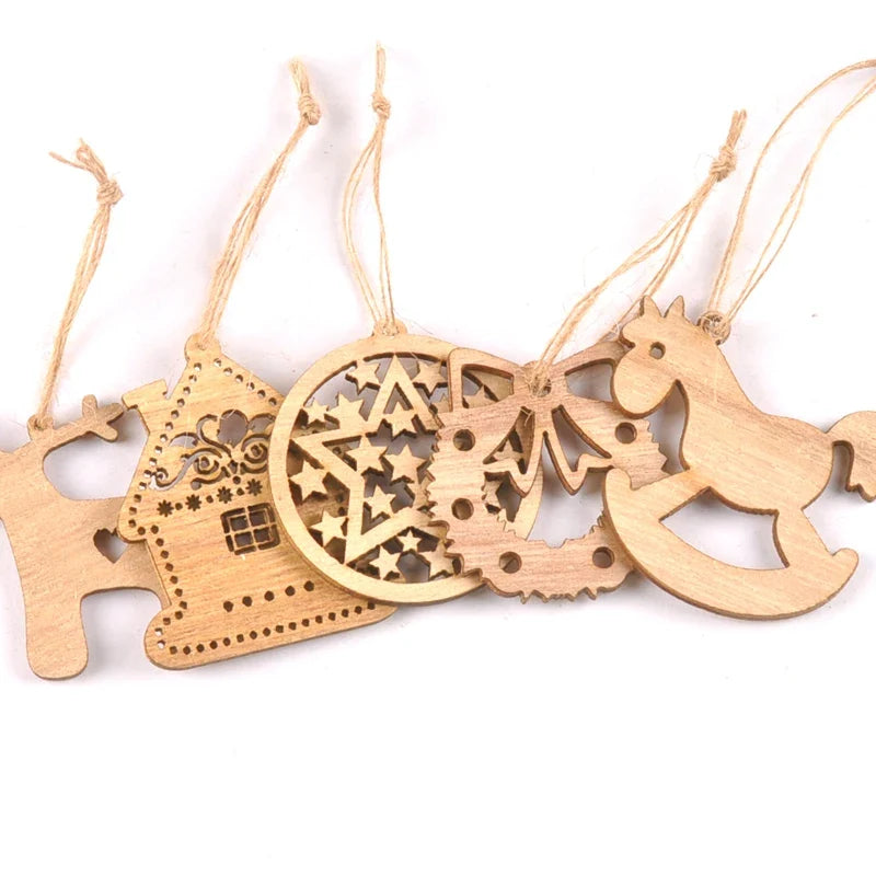 Wooden Christmas Tree Ornaments – House, Bell, Elk & Wreath Christmas Tree Ornaments Qme