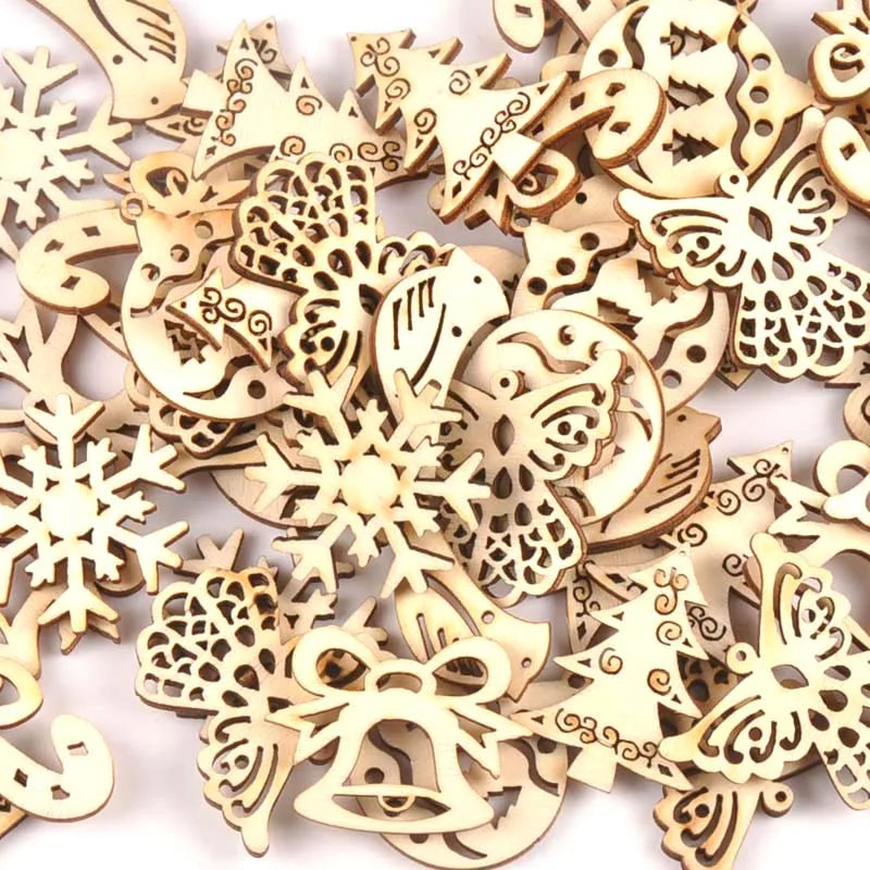 Mixed Christmas Wooden Scrapbooking Decorations 25pcs Craft Embellishments Qme