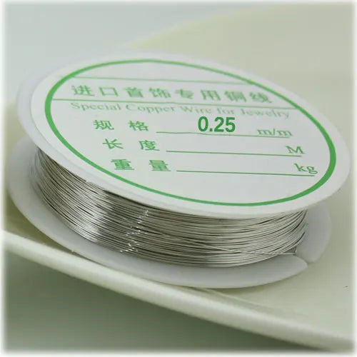 Gold & Silver Plated Copper Beading Wire 0.2–1mm | 16 Colors Jewelry Beading Wire Qme silver 025 25M