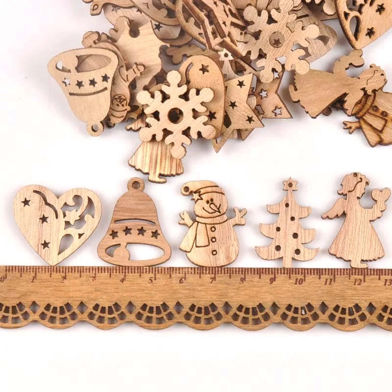 Wooden Christmas Tree Ornaments – Snow Angel & Star Pendants Christmas Ornaments Qme