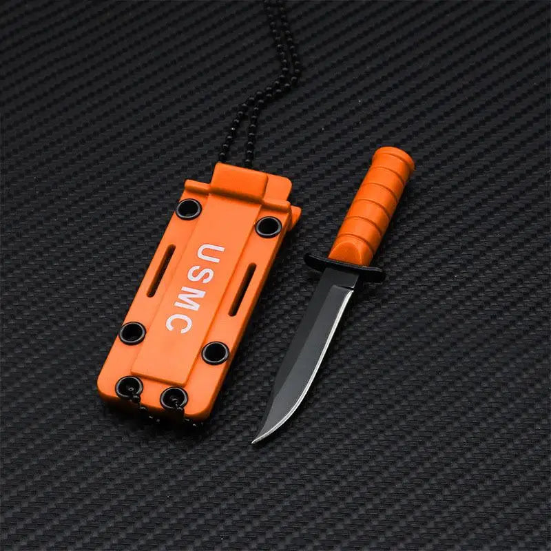 Swayboo Mini Neck Knife Sawtooth Fixed Blade – Camping Survival Fixed Blade Knife Qst Orange