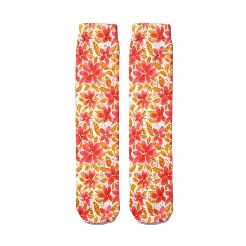 Women's 3D Print Harajuku Heart Long Tube Socks | Cartoon Novelty Novelty Tube Socks Qme style4 One Size China Mainland