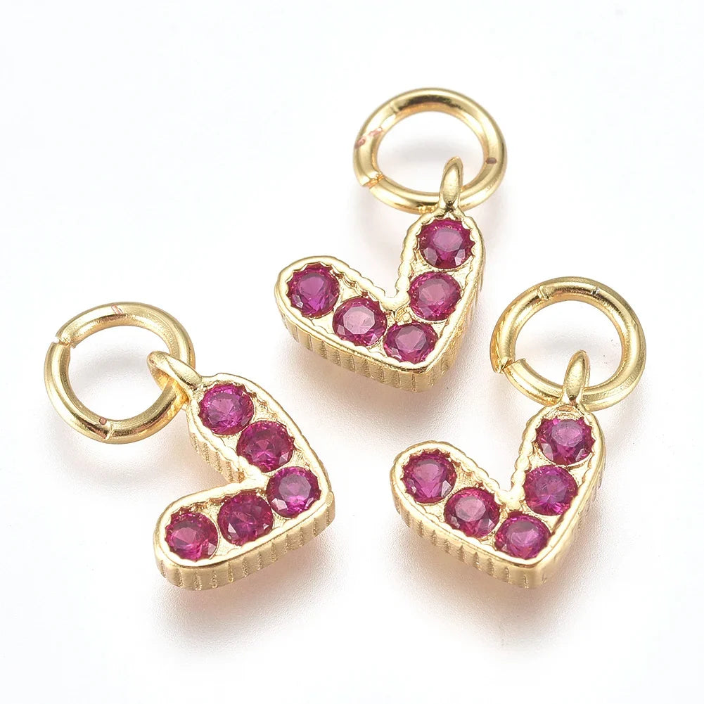 Heart Brass Micro Pave CZ Charms with Jump Ring | DIY Jewelry Jewelry Making Charms Qme