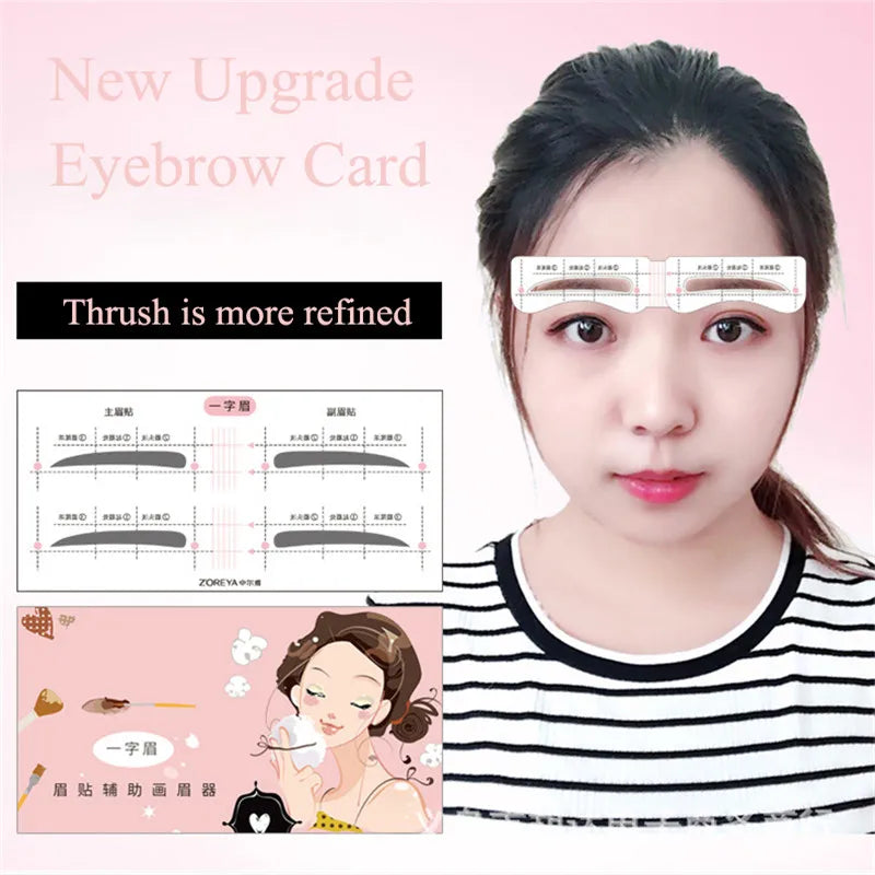 24 Pairs Eyebrow Stencil Sticker Template Guide Cards | Qme Eyebrow Stencil Cards Qme