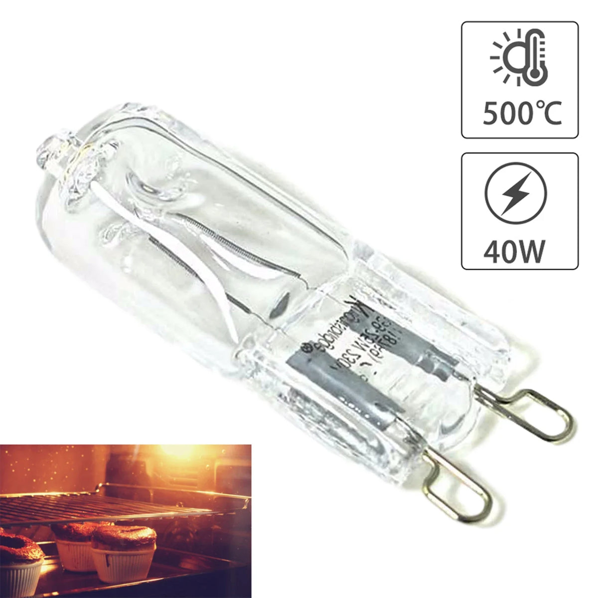 G9 Oven Light Bulb 40W High-Temp 300°C | 110V/220V Oven Replacement Bulb Qme
