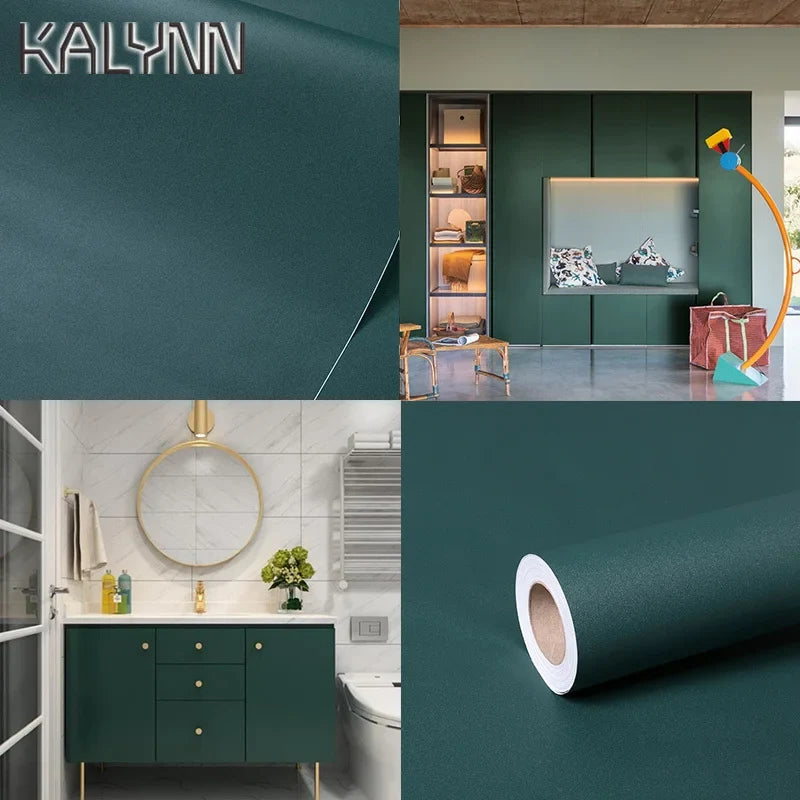 Dark Green Self-Adhesive Vinyl Wallpaper & Drawer Liner – Waterproof Self-Adhesive Wallpaper Qme