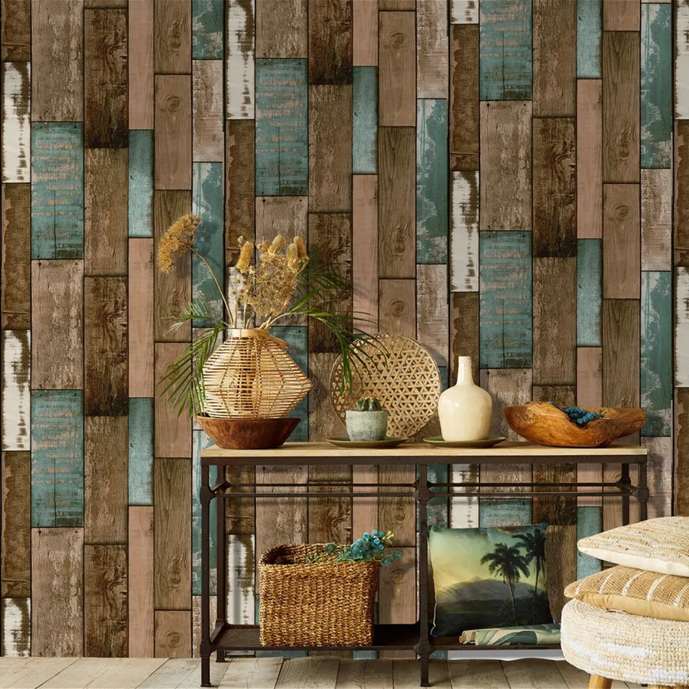 Reclaimed Wood Peel & Stick Wallpaper Plank – Multicolored Peel & Stick Wallpaper Qme