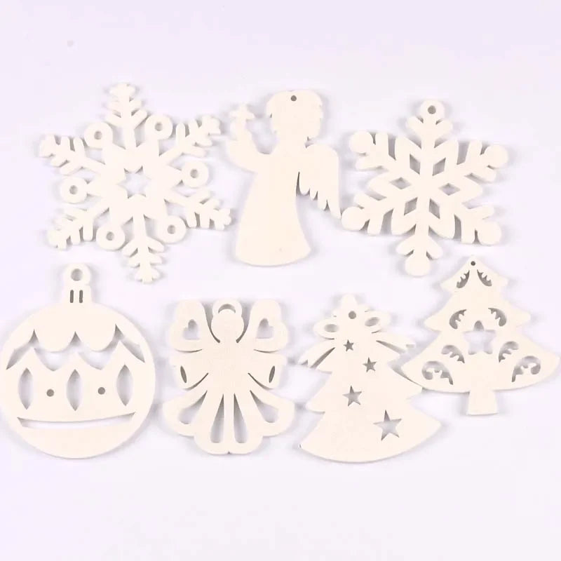 Wooden Christmas Ornaments with Hemp Rope – Angels & Snowflakes Christmas Ornaments Qme mix