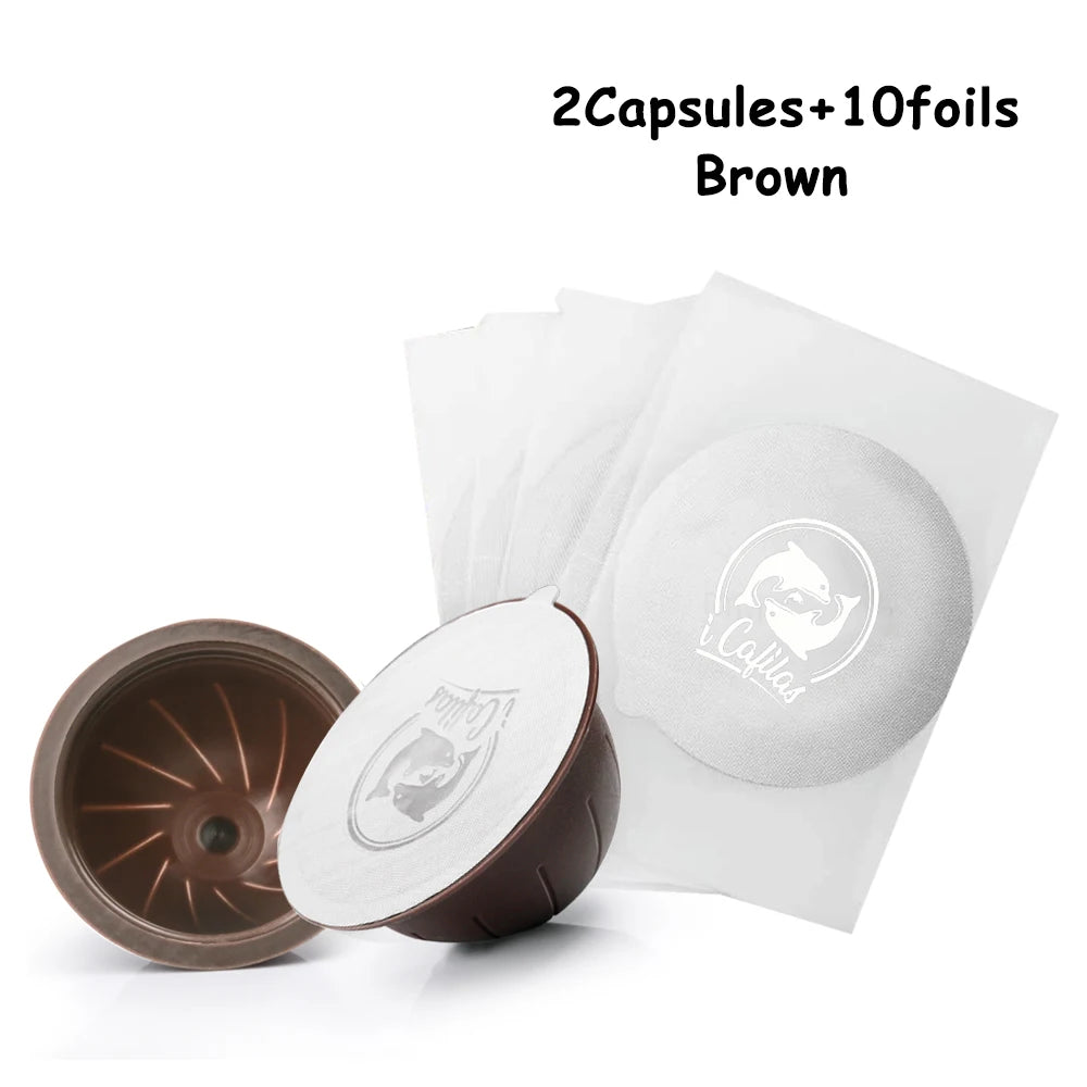RECAFIMIL Reusable Vertuo Pods – Refillable Nespresso Capsules Refillable Coffee Pods Qst 2Cup 10Foils
