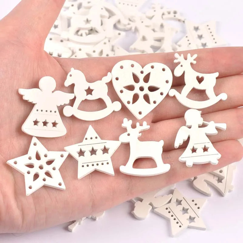 White Wooden Craft Shapes – Angels, Stars & Horse DIY Set Wooden Craft Shapes Qme Default Title