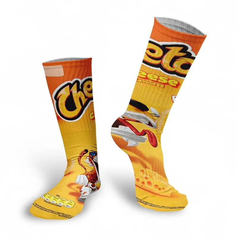 Funny 3D Potato Chips & French Fries Novelty Socks | One Size Novelty Print Socks Qme
