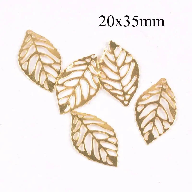 Metal Filigree Leaf Wraps & Connectors | 30pcs DIY Craft Set Filigree Craft Connectors Qme gold