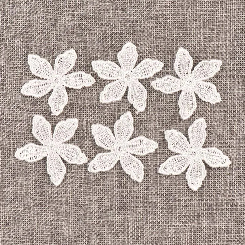 White Flower Lace Mesh Patches 50pcs – Sewing Trim & Appliqué Lace Trim Patches Qme