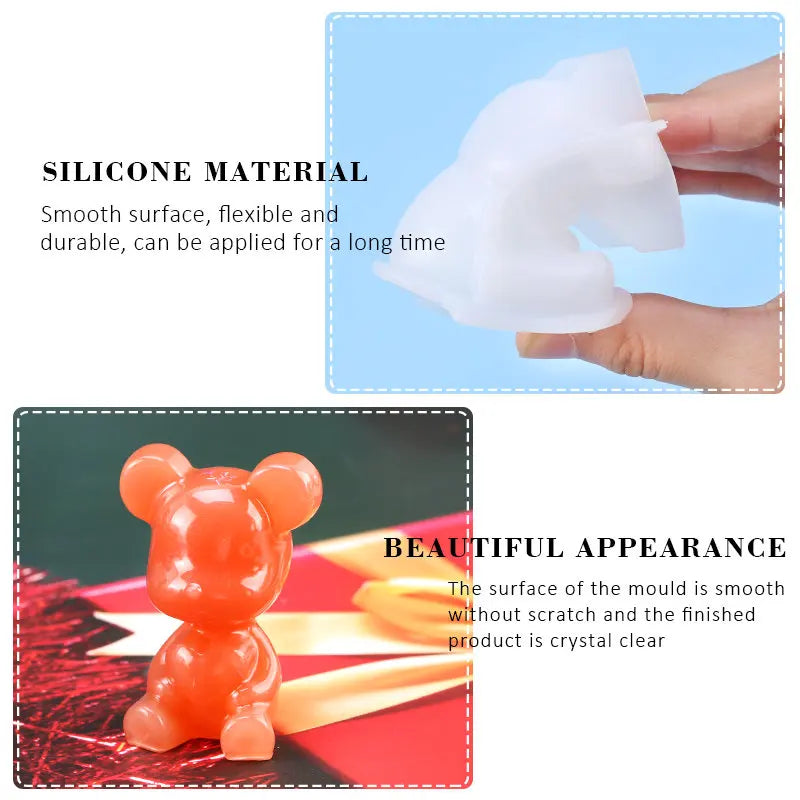 3D Bear Silicone Resin Mold – Epoxy Casting Mold for DIY Crafts Silicone Casting Mold Qme