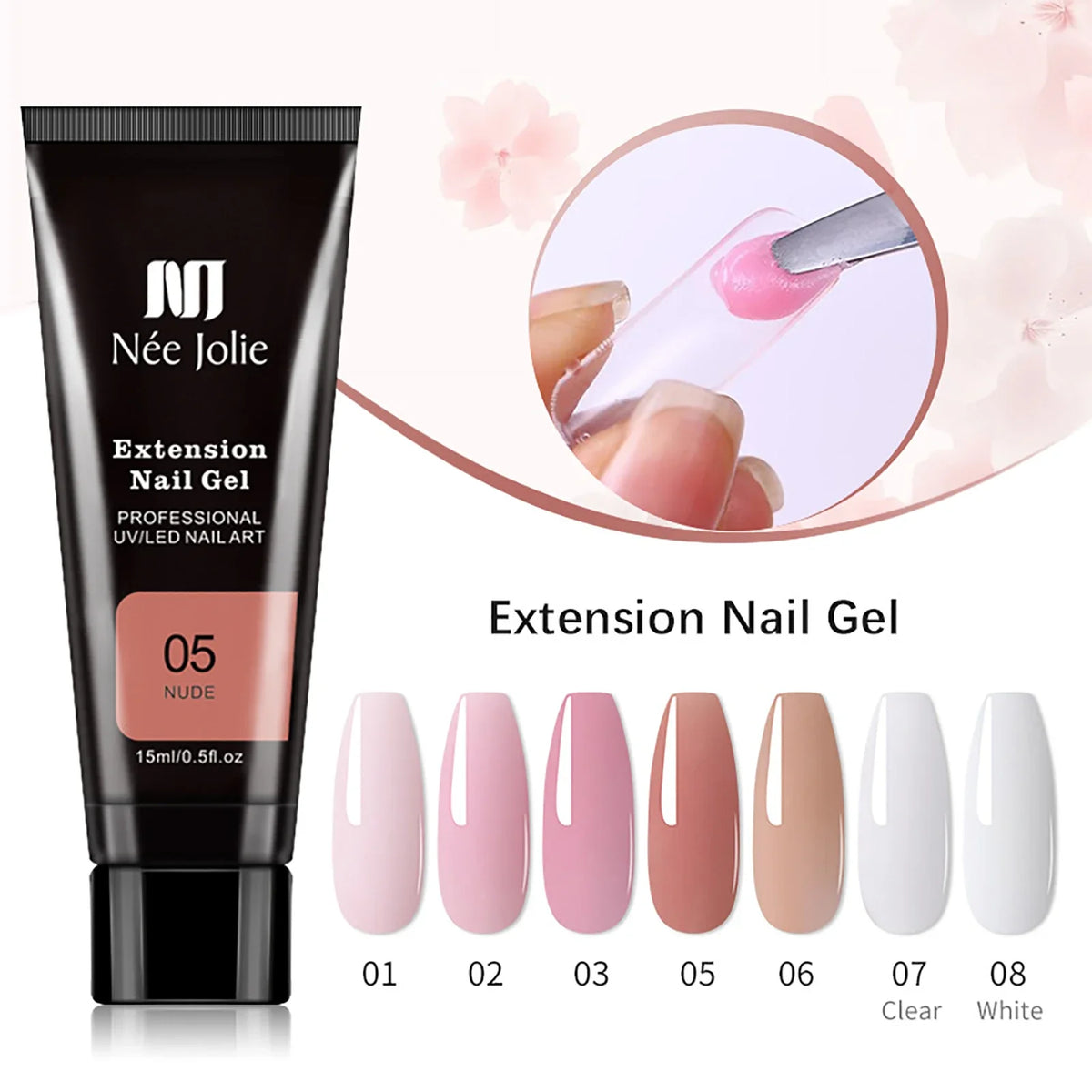 UV Nail Gel Extension Kit 8pcs – Manicure Set with Mini Lamp Nail Gel Extension Kit Qme