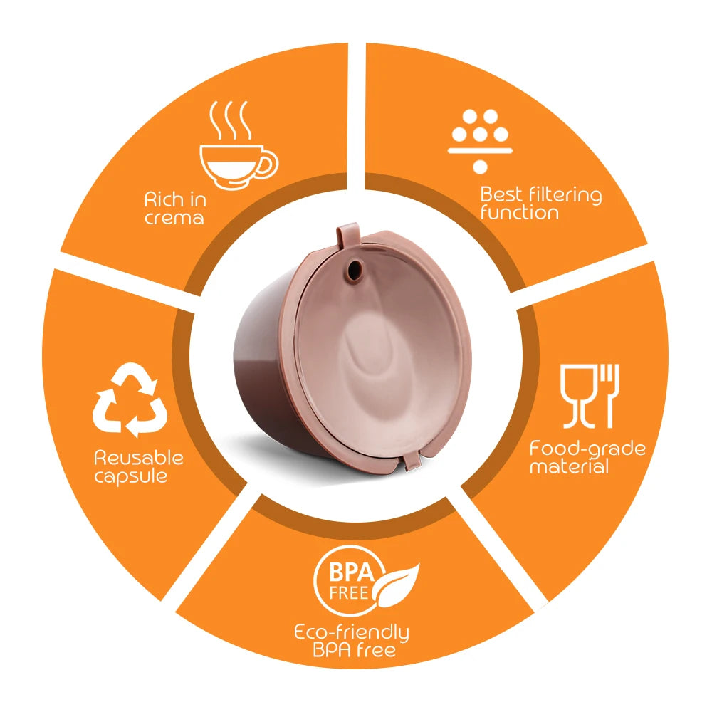 Refillable Coffee Capsules Pods for Dolce Gusto + Tamper Coffee Pod Capsules Qst