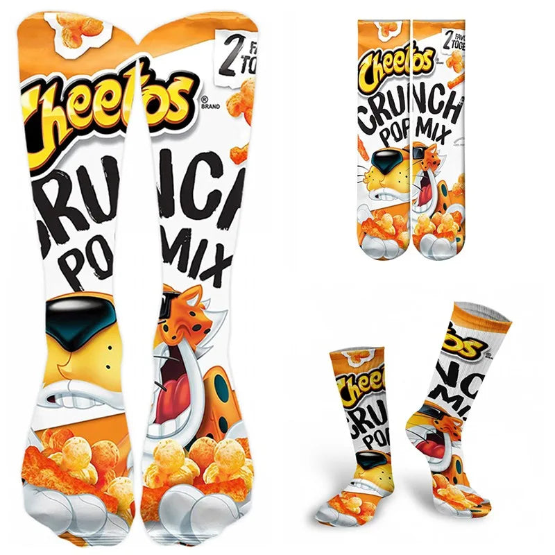 Funny 3D Potato Chips & French Fries Novelty Socks | One Size Novelty Print Socks Qme