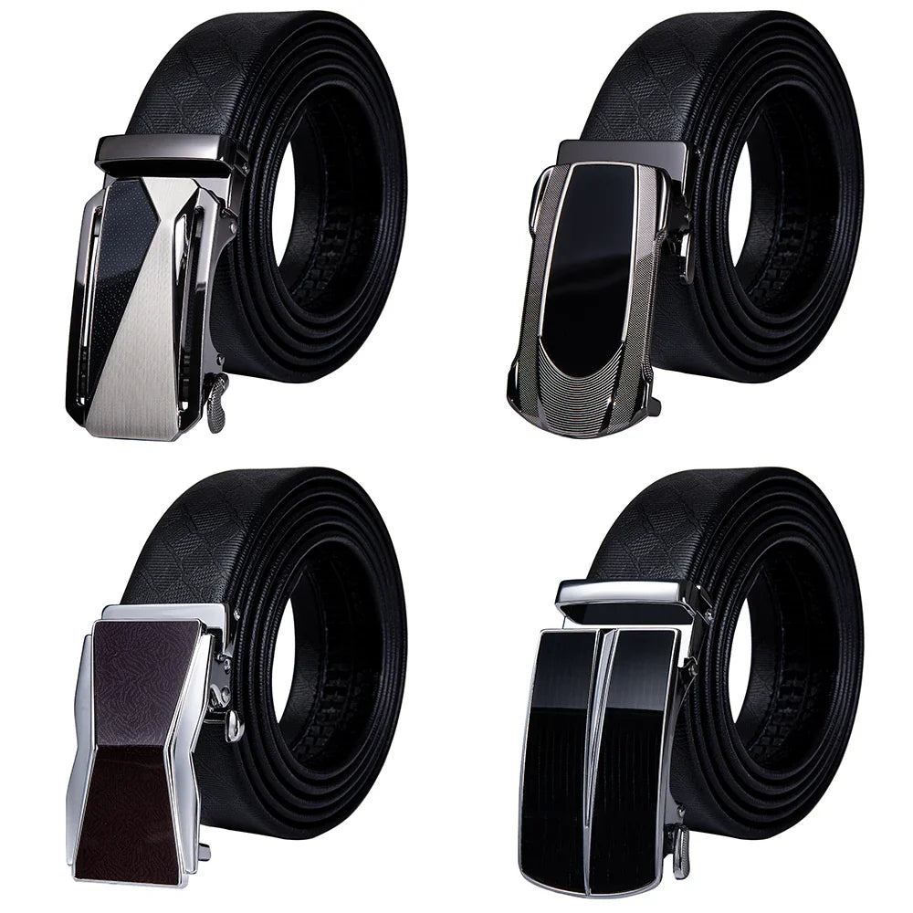 Men's Luxury Genuine Leather Belt – Automatic Buckle Leather Ratchet Belt Qme