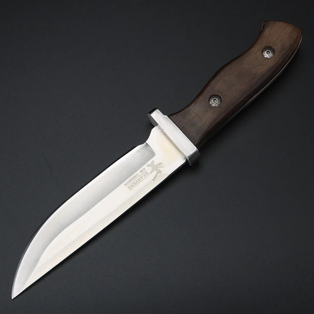 XUAN FENG X66 Fixed Blade Camping Knife – Wood Handle Fixed Blade Knife Qst