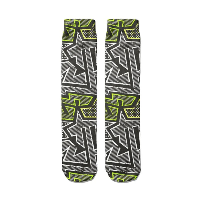 Women's 3D Graffiti Cotton Socks – Street Art Novelty Fashion Novelty Fashion Socks Qme style2 One Size China Mainland