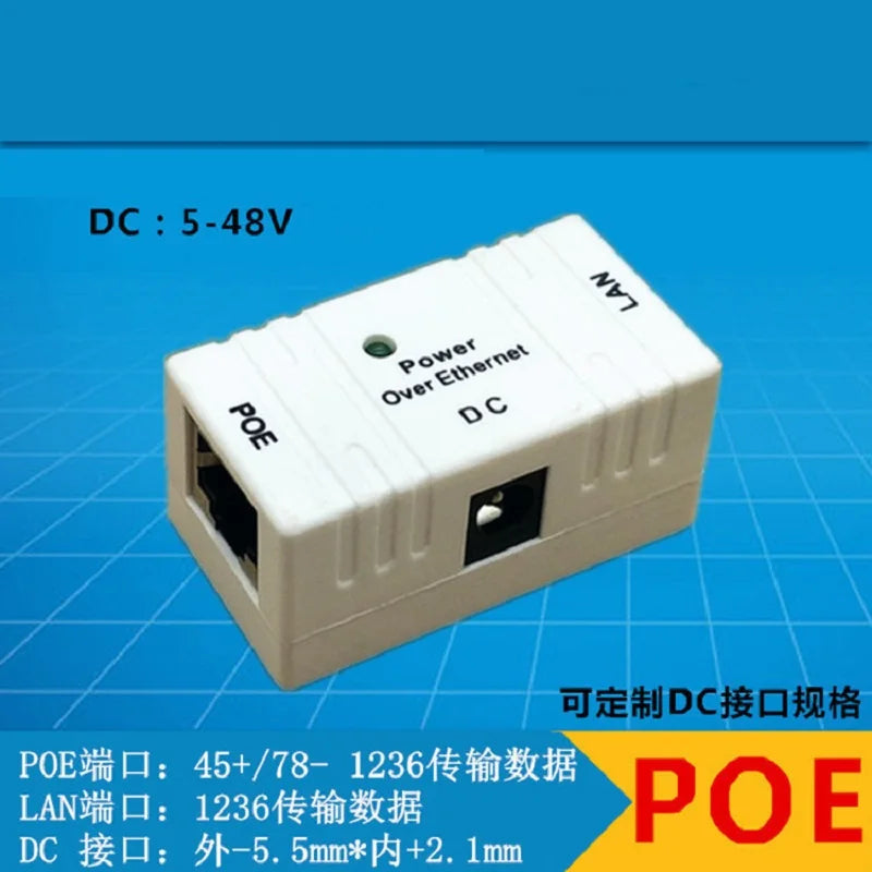 RJ45 PoE Injector Power Over Ethernet Adapter for IP Cameras PoE Injector Adapter Qme