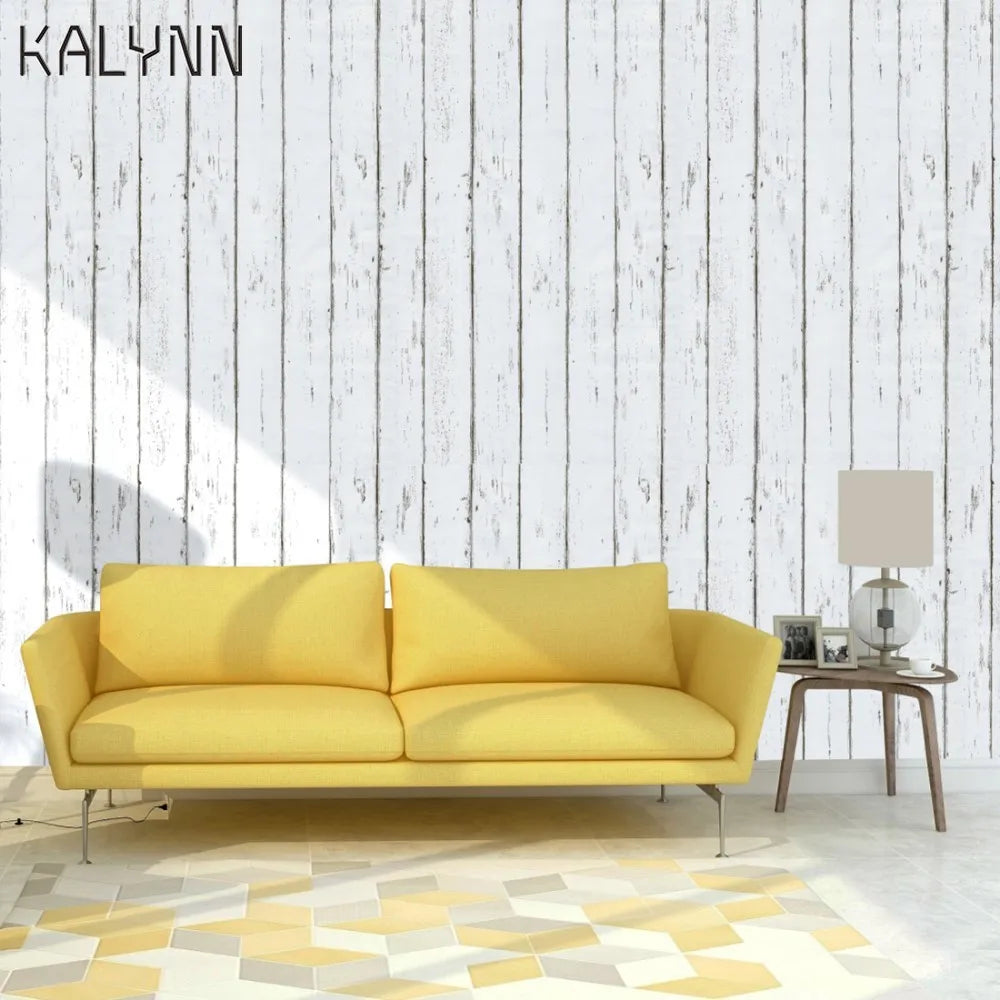 Vintage Faux Wood Wallpaper Vertical Stripe Self-Adhesive PVC Peel & Stick Wallpaper Qme