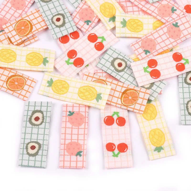 Fruit Embroidery Labels – Cherry & Avocado Washable Sewing Tags Embroidery Sewing Labels Qme