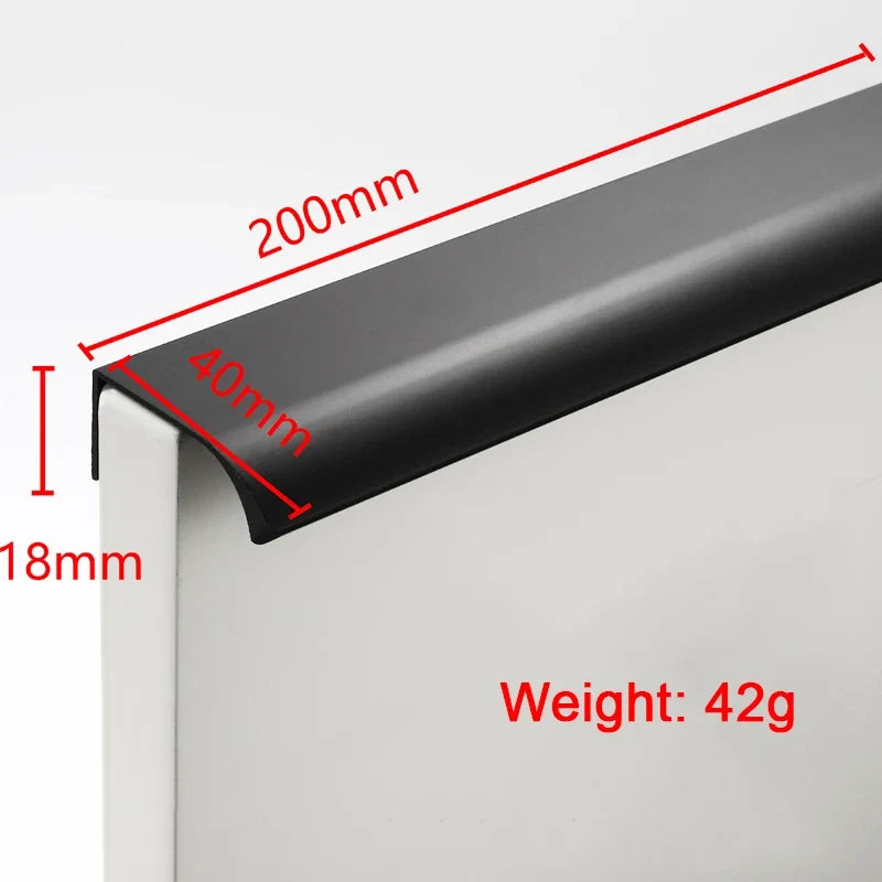 Hidden Handle Kitchen Cabinet Pulls – Aluminum, Black, 7 Colors Cabinet Drawer Pulls Qme black 200mm