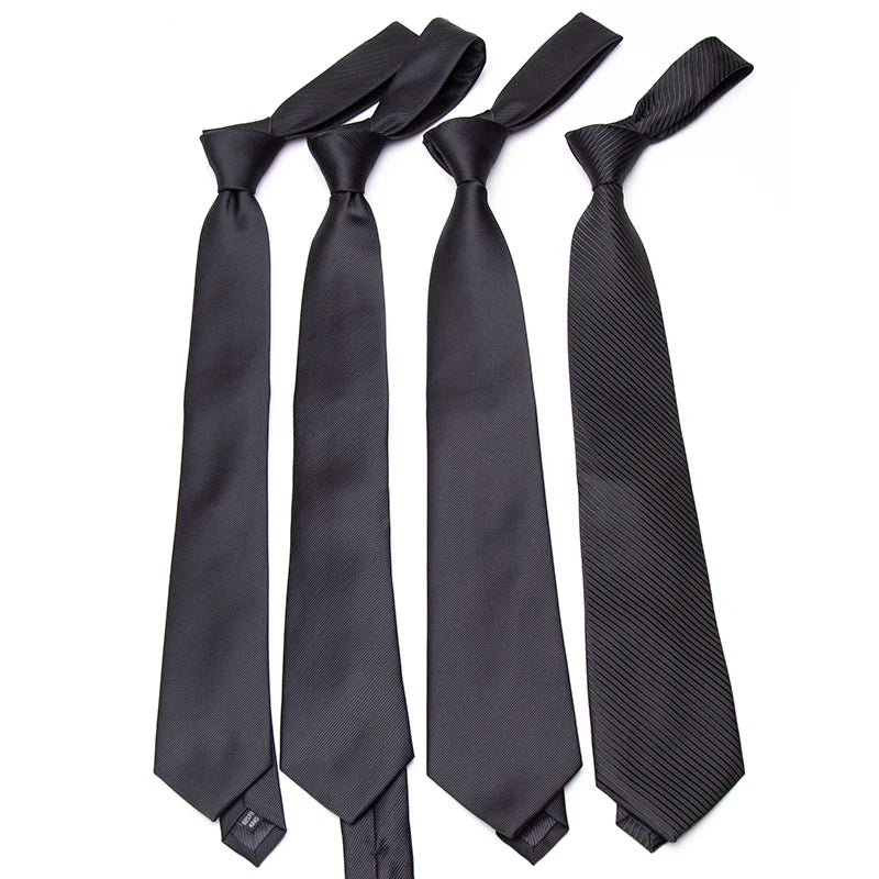 Men's Classic Black Slim Neckties – Wedding & Formal Wear Slim Necktie Qme